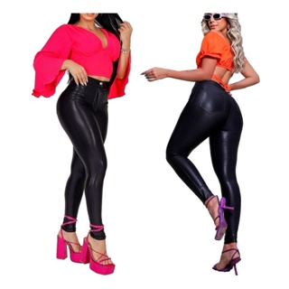 Calça legging Hot Pants Cintura Alta Com Bolsos Funcional Feminina