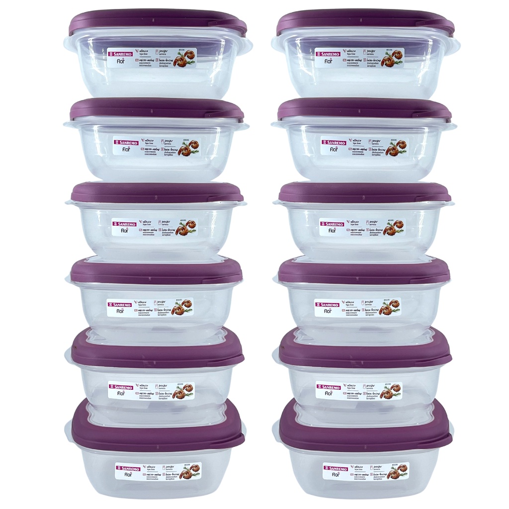 Kit 12 Potes Plástico Empilhaveis 920ml com Válvula Micro Ondas Quadrado Sanremo