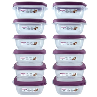 Kit 12 Potes Plástico Empilhaveis 920ml com Válvula Micro Ondas Quadrado Sanremo