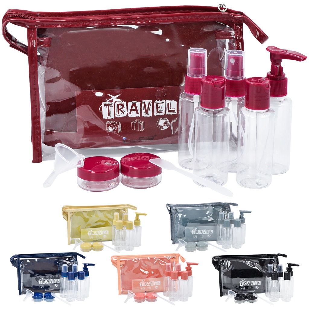 Kit 10 Frascos para Viagem Pratico Organização da bolsa mala Segurança facilidade na viagem Frascos Potes Utensilhos