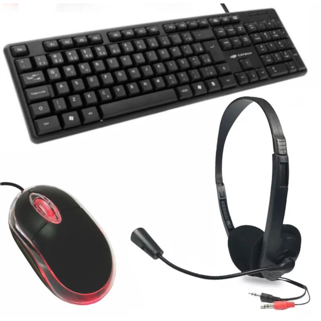 Kit Multimidia USB Completo Teclado Mouse Caixa Som PC Computador ...