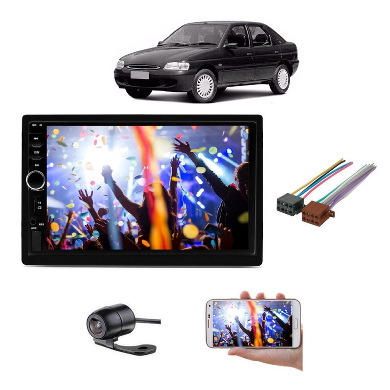 Mp5 Central Multimidia Moldura 2 Din Ford Escort Zetec 2001 2002 2003 + Camera