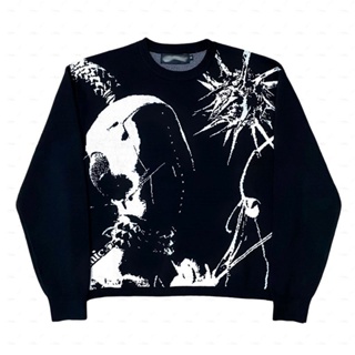 Nova Camisola Hip Hop Streetwear De Malha Homens Gótica Retrato Gótico Impressão Pullover Outono Harajuku Algodão Mulheres Tamanho Superior