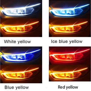 2pcs Luz De LED DRL Carro Circulação Diurna Flexível À Prova D'água Faróis De Faixa D'água Automóveis Luzes De Fluxo Amarelo De Sinal De Volta Branco Freio 12V