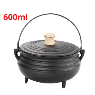 Panela Tripé Caldeirão de ferro fundido Com tampa 600ML
