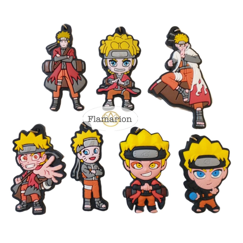 Kit 7 Chaveiros Emborrachados Anime Naruto Uzumaki