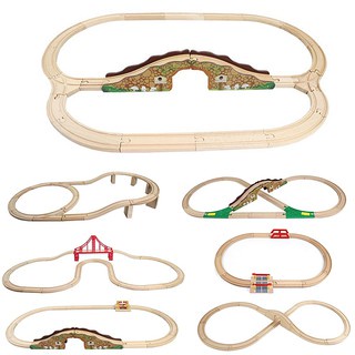 8 Estilo De Trem De Madeira Conjunto Expansão Trilho Acessório Brinquedo Trai Compatível