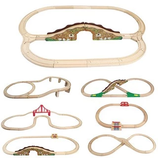 8 Estilo De Trem De Madeira Conjunto Expansão Trilho Acessório Brinquedo Trai Compatível