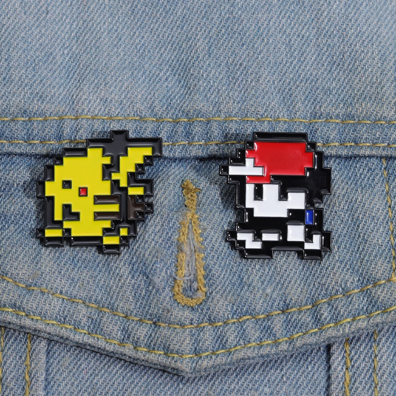 Jogo Dos Desenhos Animados Pixel Pikachu Esmalte Pino De Lapela Anime Metal Brochura Criativa Crachá Vestuário Mochila Acessórios Presente Para Amigos