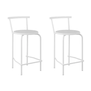 Conjunto 2 Banquetas Tubo Branco Napa Branca Carraro