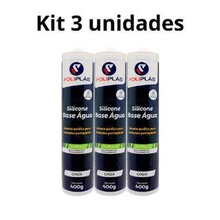 Silicone Adesivo Base Água Uso Geral 400 3un Gramas Cinza