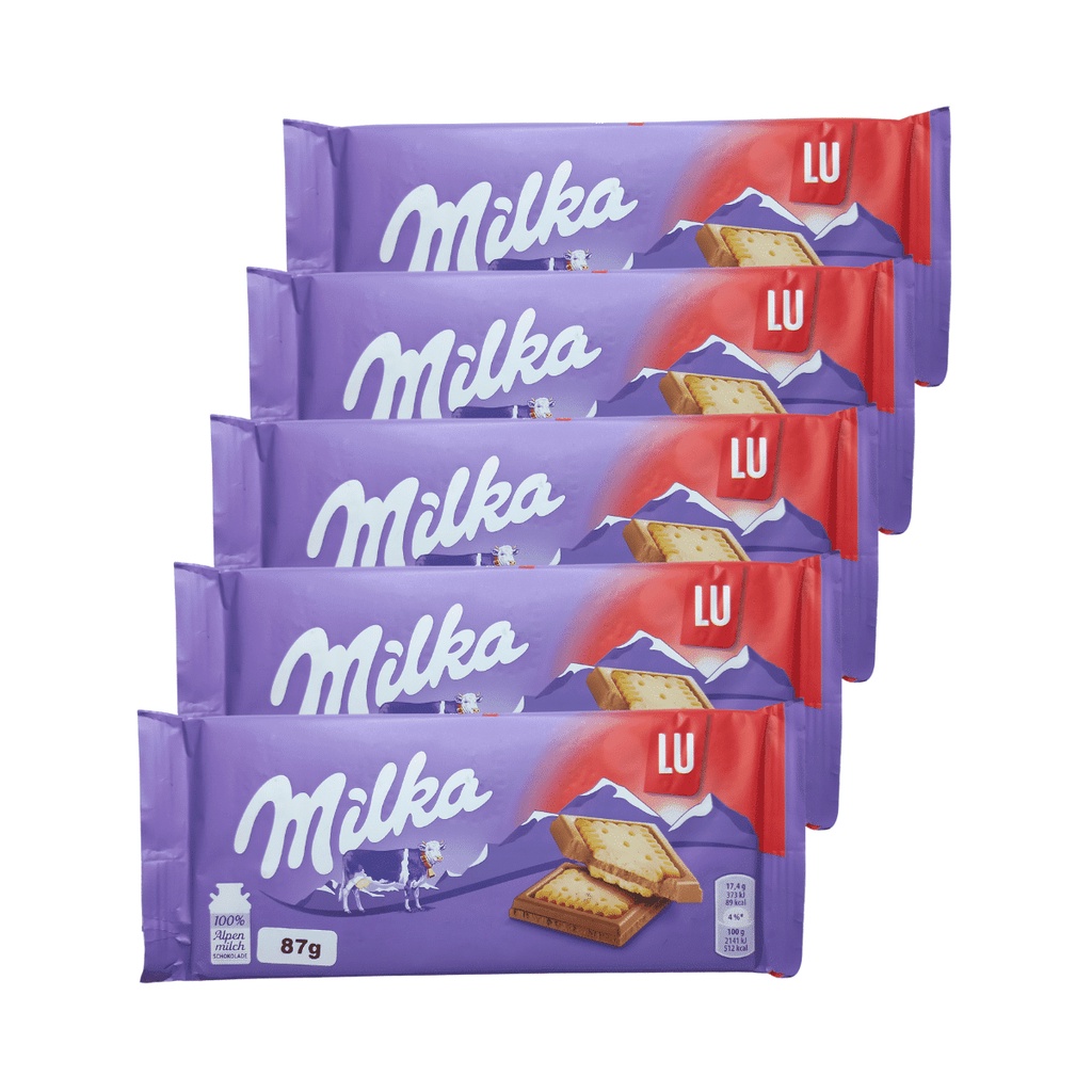 Kit 5 Chocolate com biscoito Milka & Lu 87g Importado | Shopee Brasil