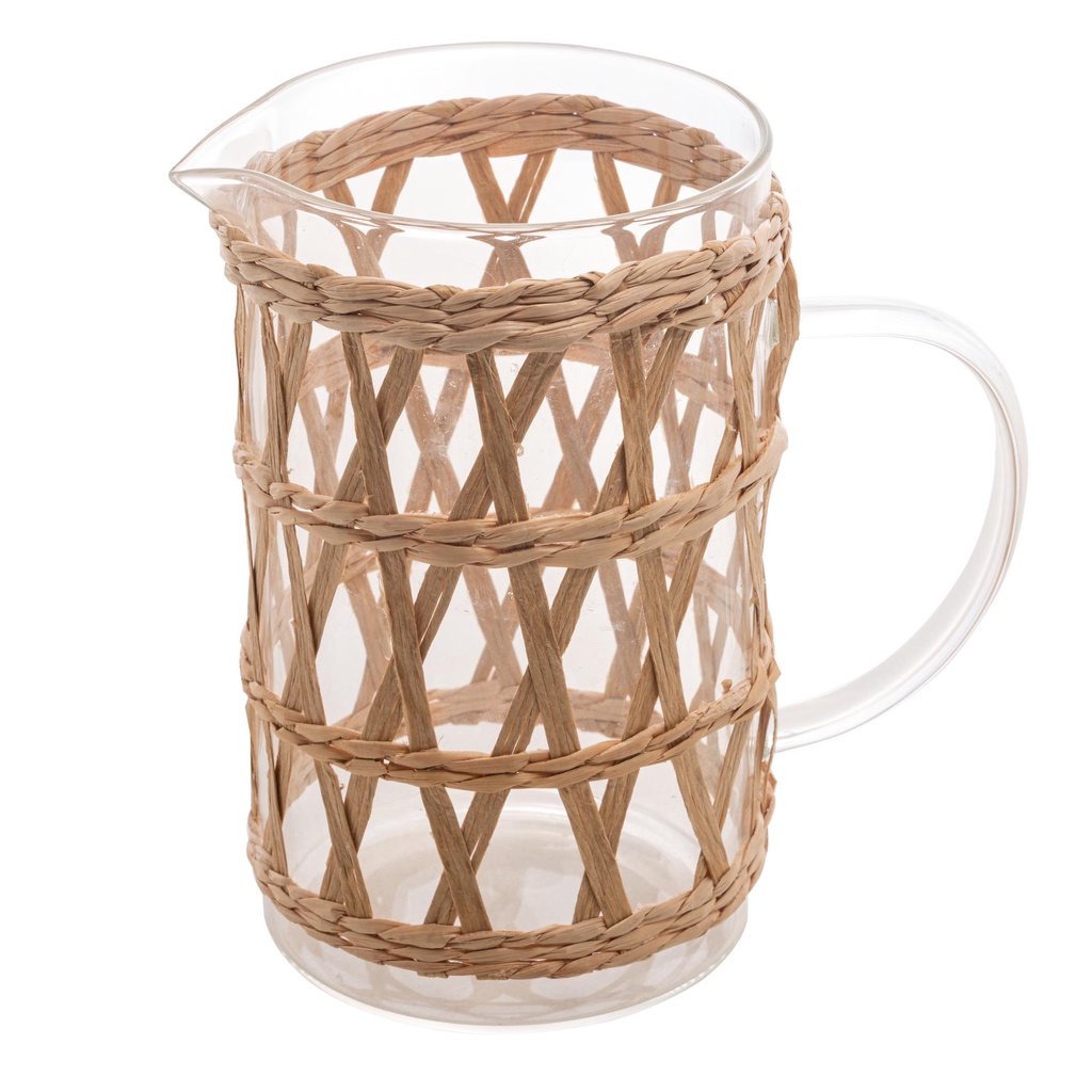 Jarra De Vidro E Fibra Natural 1L