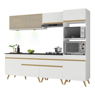 Cozinha Completa 5 peças com Leds MP2037 Veneza Up Multimóveis Branca