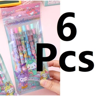 6 Pçs/conjunto Kawaii Sanrio Cinnamoroll 0.5mm Conjunto de Canetas