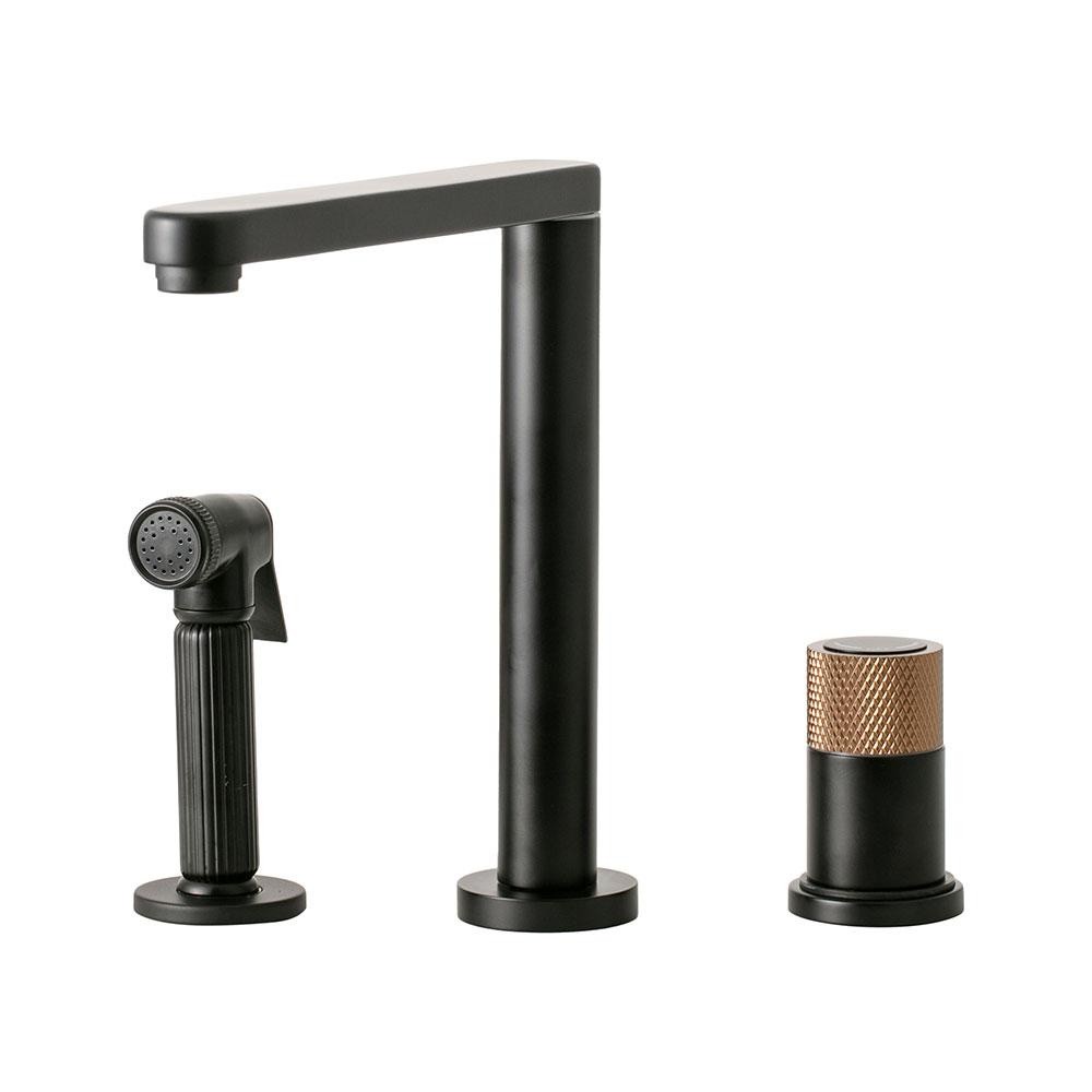 Torneira Para Cozinha Gourmet Misturador Monocomando Com Desviador Jucá Pingoo - Preto e Rose