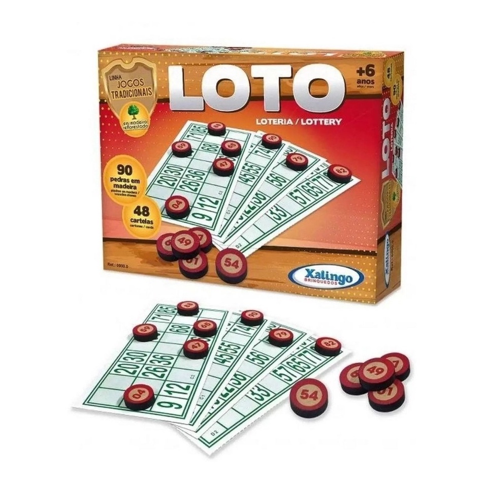 Kit Jogo Bingo Loto 48 Cartelas C/ 90 Pedras De Madeira | Shopee Brasil