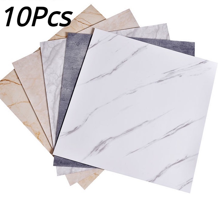 10 Peças Vinil Adesivo De Piso À Prova D'água D'água Para Banheiro Sala De Estar Mármore Parede Decoração