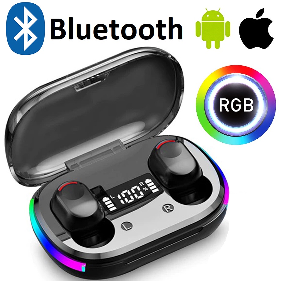Fone de Ouvido Bluetooth K10 sem Fio com com Microfone e luzes RGB Compatível com Celular da Samsung, Motorola, Iphone