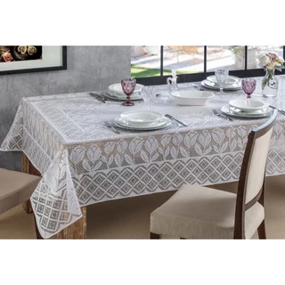 Toalha De Mesa Cozinha Renda 6 Lugares Tulipa 1,60 x 2,00cm Retangular