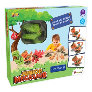 Junior Megasaur Monte Seu Dino Raptor Verde - Fun Divirta-se
