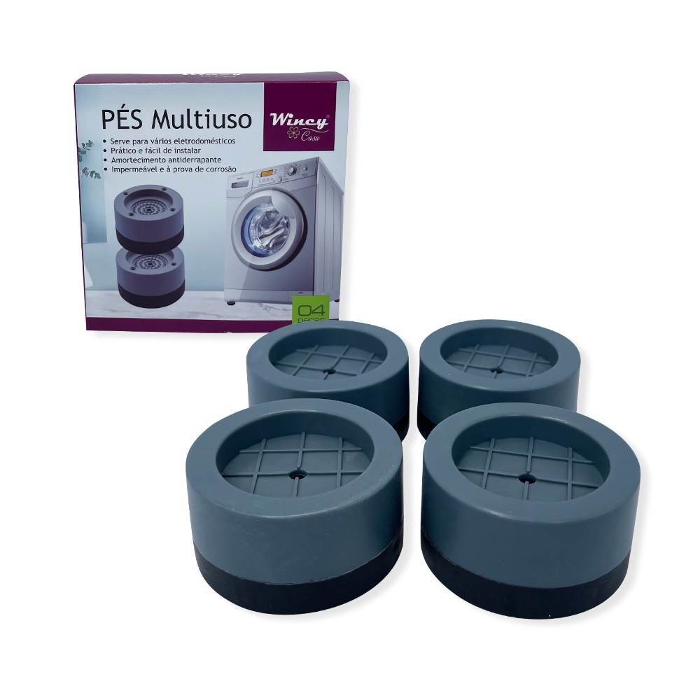 Kit 4 Pés Bases Protetora Multiuso Máquina de Lavar Anti Ruidos e Vibrações