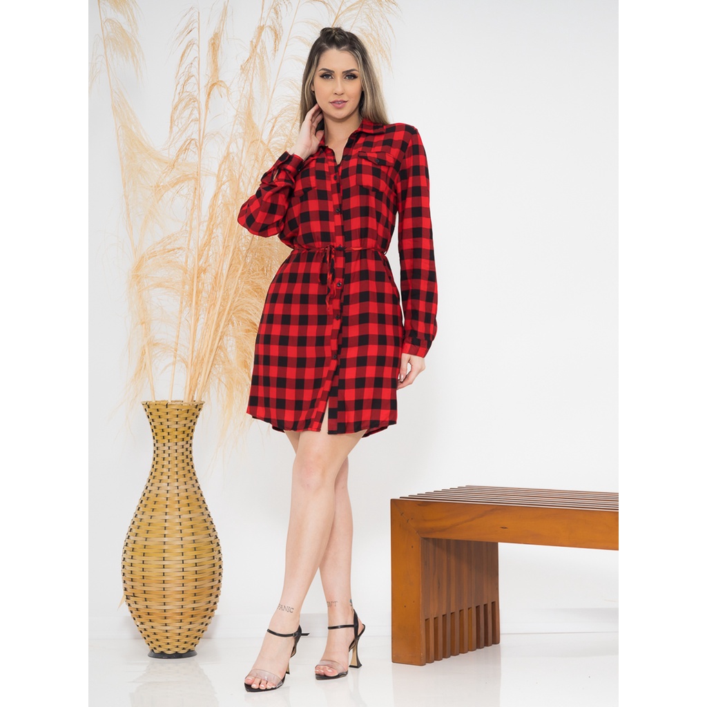 VESTIDO CHEMISE XADREZ - Loja Online de Roupas Femininas