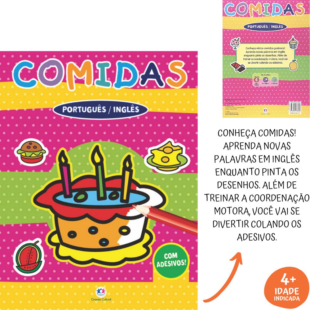 Comidas: Português / Inglês - Com adesivos!, jogos de comidas em inglês 