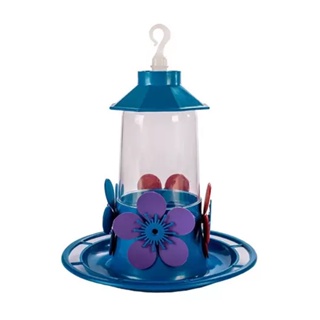 Bebedouro Para Beija-Flor Luxo Chapéu Com Poleiro Jel Plast Azul 250ml