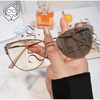 Óculos De Moda Gato Fotocrômicos Anti-Radiação Metal Para Mulheres Homens Lentes Substituíveis Molduras De Retro Estilo Europeu Americano Estéticos