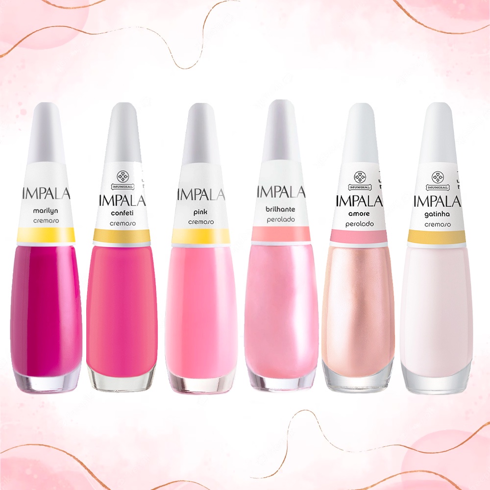 Kit Esmaltes Tons De Rosa Manicure Impala 6 Un | Shopee Brasil