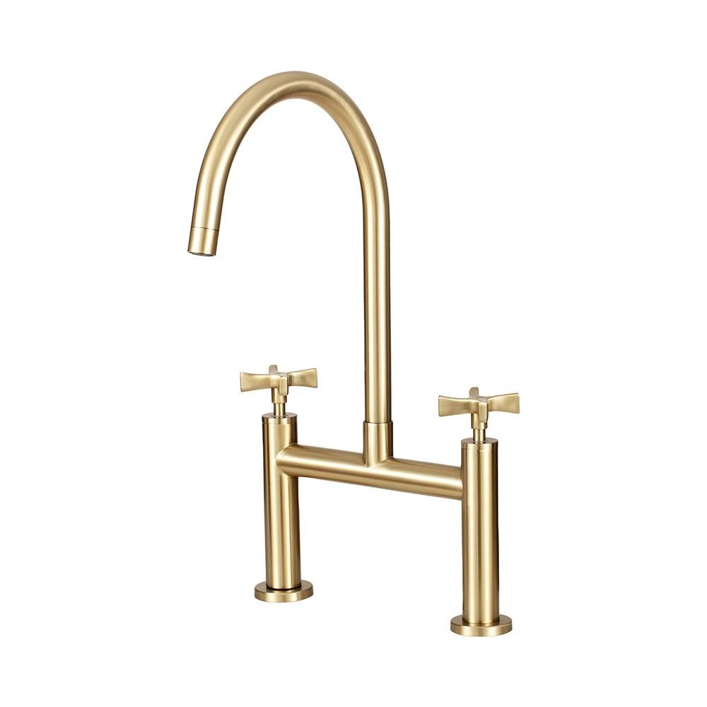 Torneira Para Cozinha Gourmet Misturador Duplo Comando Aço Inox 304 Içana Pingoo - Dourado
