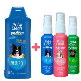 Shampoo e Condicionador 700 mL para Cães e Gatos + Perfume 120 mL