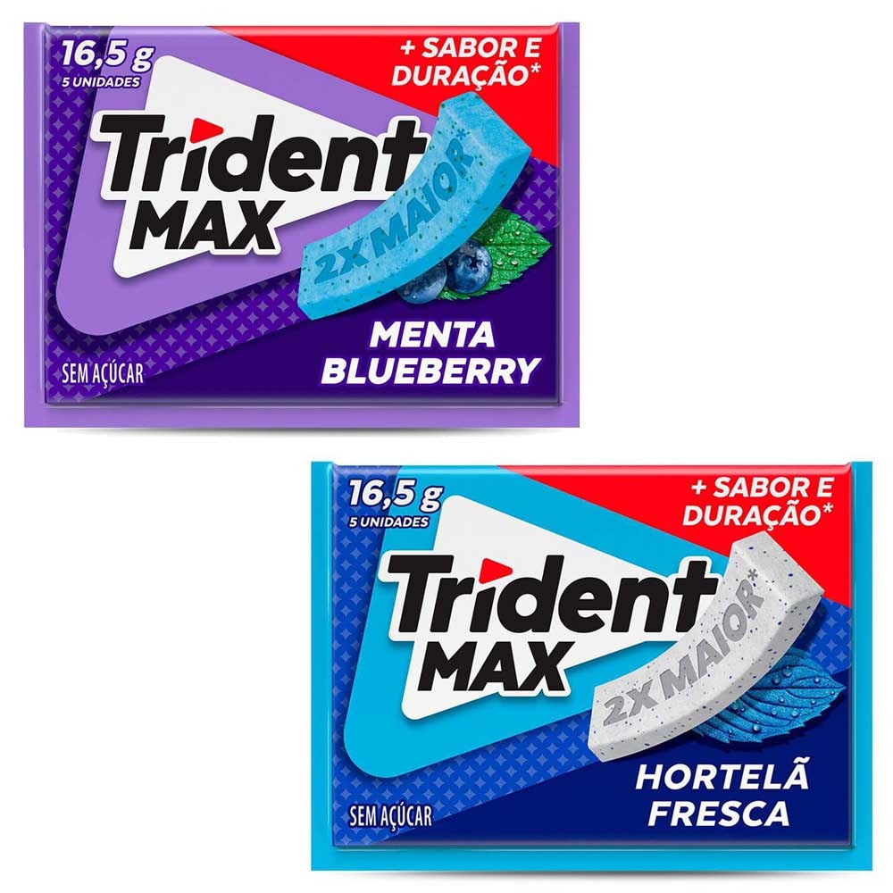 Kit com 3 ou 5 Unidades de Goma de Mascar Trident Max - Escolha seu Sabor