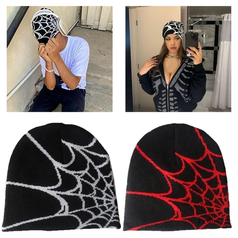 Gorro Vermelho Teia De Aranha Touca Y2K Chapéu De Malha Shopee Brasil