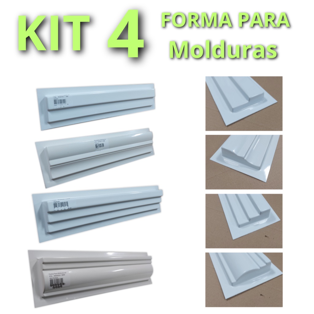 Kit 4 Formas Para Fabricação de Molduras rodateto rodape gesso 3d ...