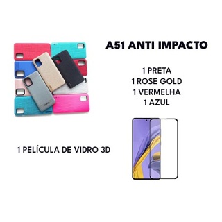 kit celular para galaxy A51 capa anti impacto + película 3D 5D 9D antichoque resistente