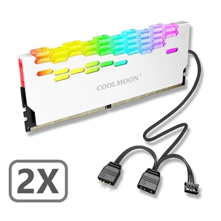 Kit 2 Dissipador Calor Memória RAM Branca Coolmoon ARGB 5v