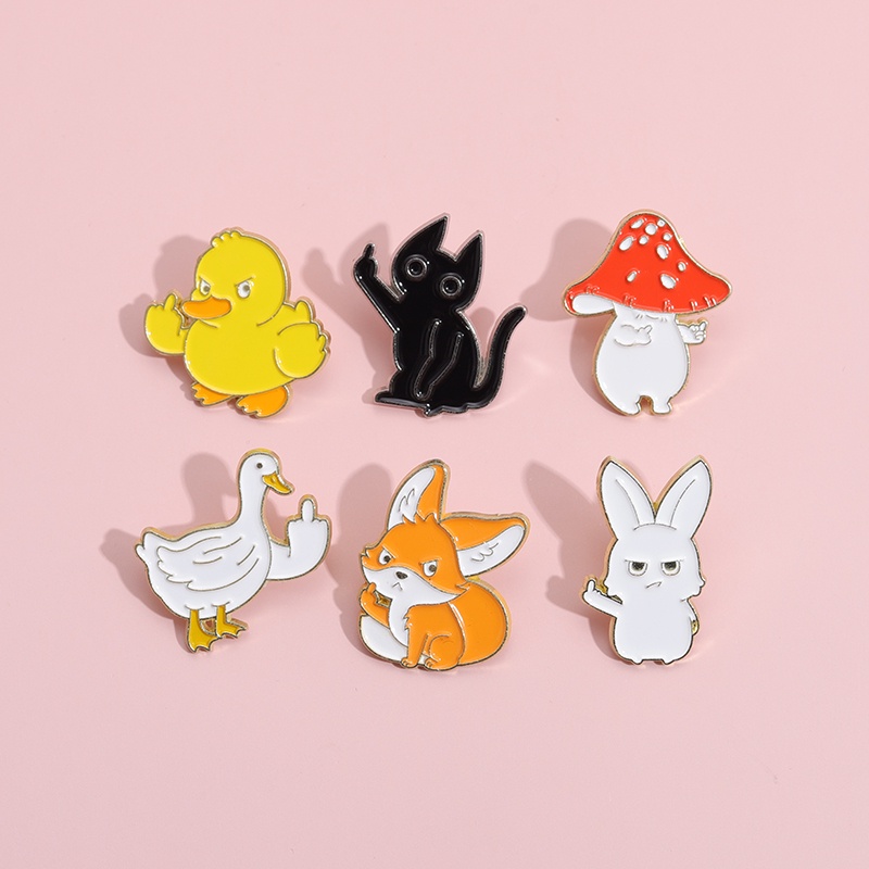 Desenho Animado Animal Coelho Pato Raposa Esmalte Pins Gato Bonitinho Jóias Presente Para Crianças Melhores Amigos