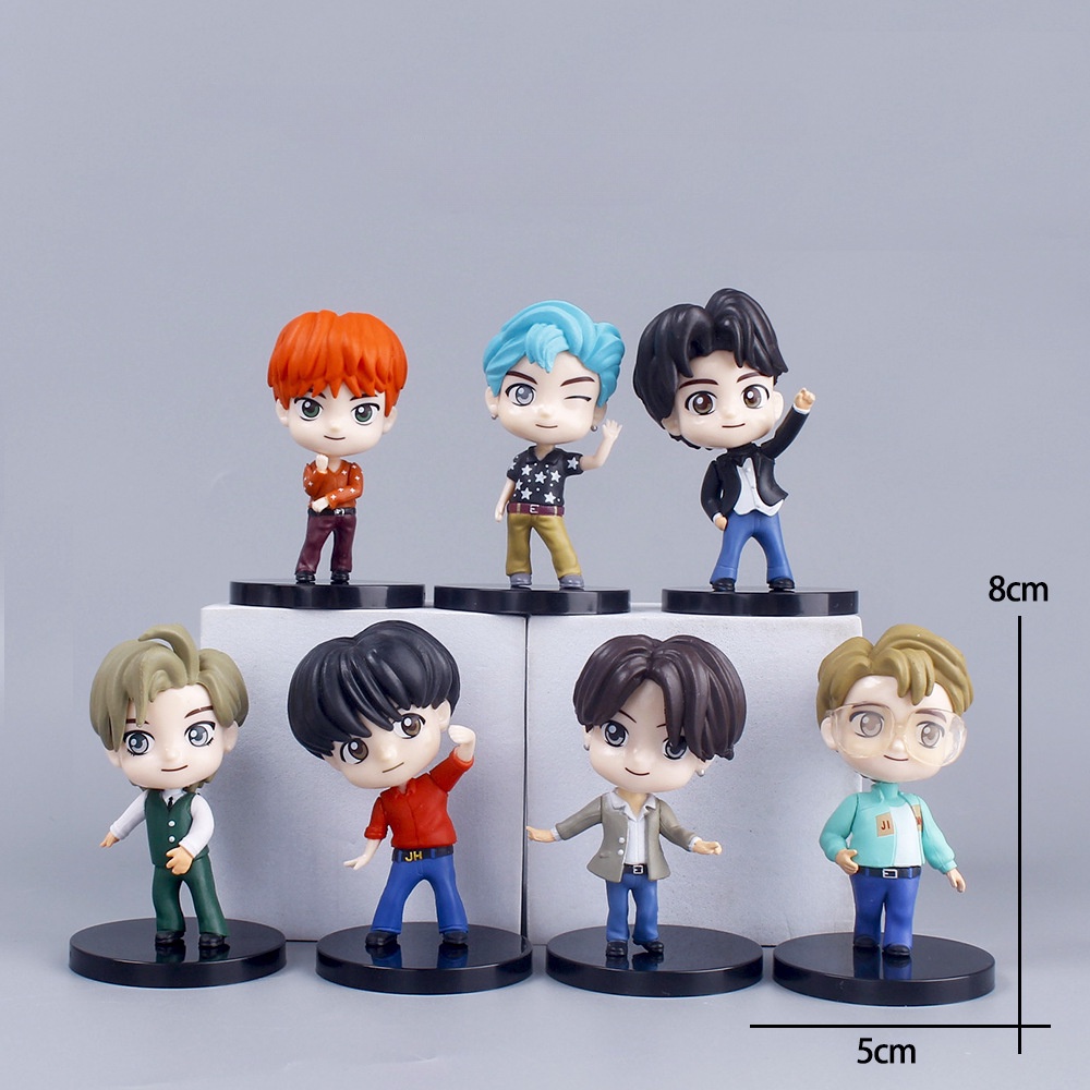 7pcs/set BTS Ação Figura Q Versão Bt21 Mcdonalds Figurine Kpop