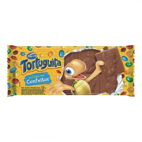 Chocolate ao Leite com Confeitos Arcor Tortuguita 100g | Shopee Brasil