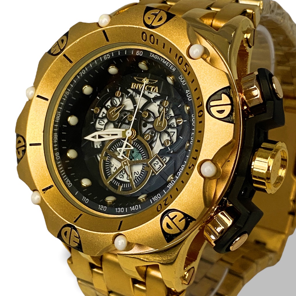 Relógio masculino magnum hybrid Zeus bolt Dourado Luxo + Caixa