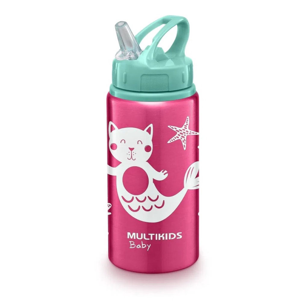 Garrafinha Squeeze Infantil Em Alumínio Com Canudo Silicone Garrafa ...