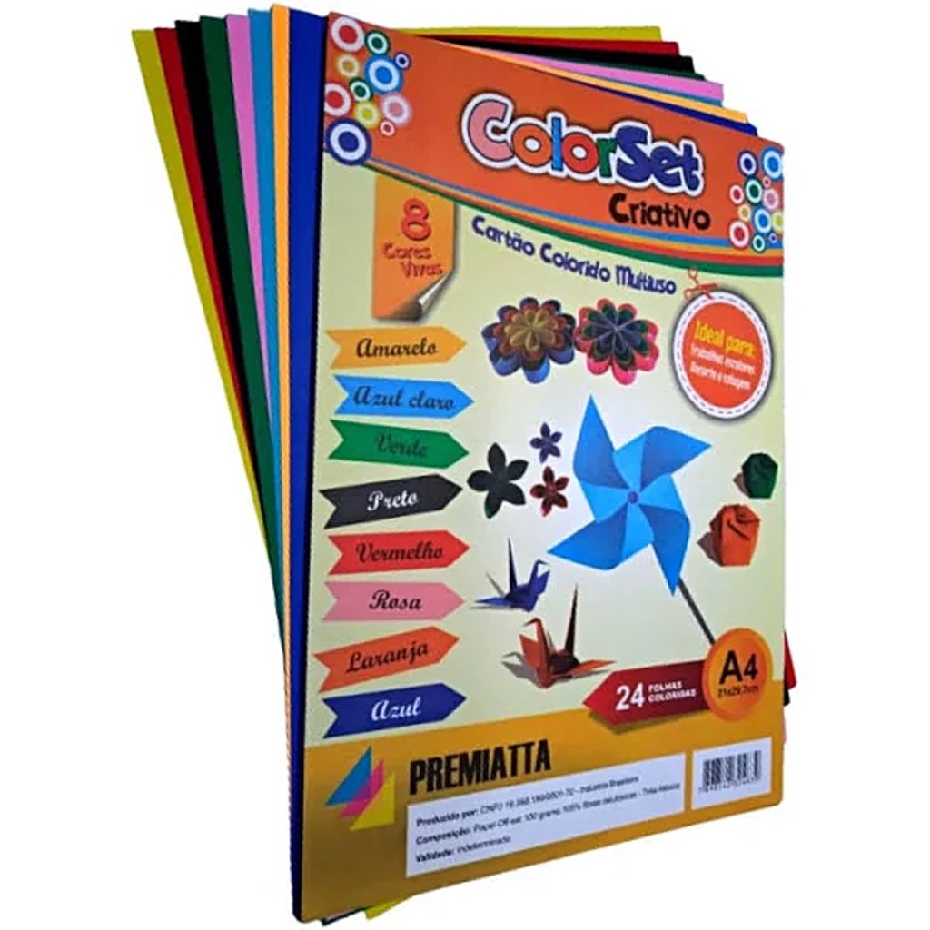 Papel Criativo Color Set 8 Cores Vivas 24 Folhas A4 100g Premiatta Shopee Brasil 5960