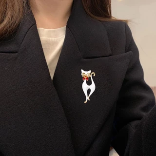 Nova Personalidade Broche De Gato Moda Liga Gotejado Rhinestones Pinos De Espartilho De Animais Acessórios De Roupas Bonitas