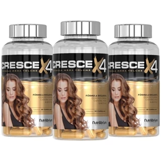 Kit 3x Cresce X4 Metionina Cisteína Biotina Cromo Zinco 90 Dias Nutrilibrium