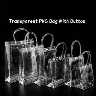 Sacos De Presente Transparentes , Em Plástico Com Alça E Botão PVC Transparente Reutilizáveis Para Festas De Noiva , Ducha De Bebê , Favor De Casamento Compras A Granel