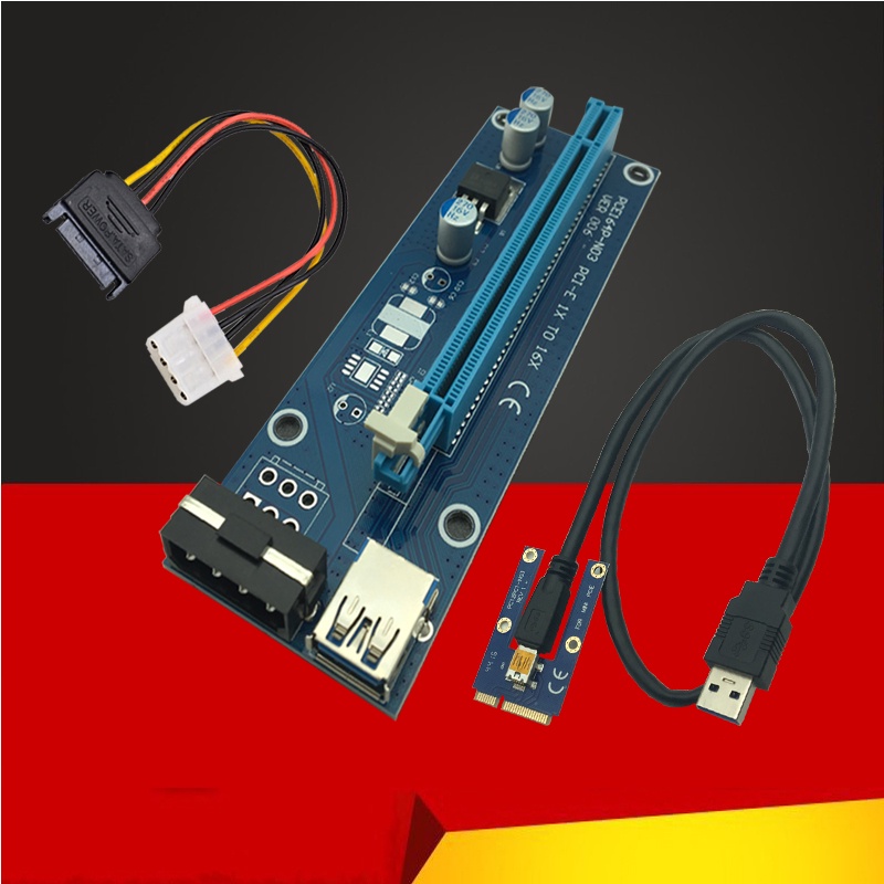 Mini PCIE Riser Card PCI-E PCI Express 1x a 16x Cabo USB 3.0 SATA a 4Pin IDE Molex Fonte de Alimentação para BTC Miner Machine Mining