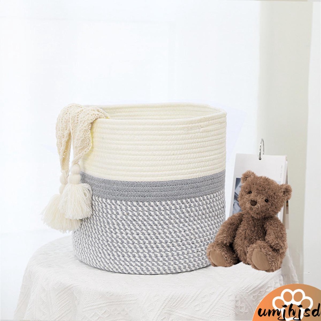 Cesta Tecida Corda De Algodão Caixa De Armazenamento Tecido Com Alça Grande Capacidade De Brinquedos Caddy SHOPSKC9214