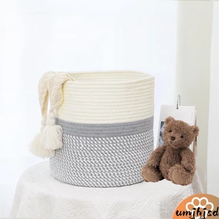 Cesta Tecida Corda De Algodão Caixa De Armazenamento Tecido Com Alça Grande Capacidade De Brinquedos Caddy SHOPSKC9214